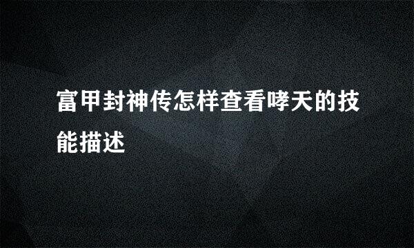 富甲封神传怎样查看哮天的技能描述