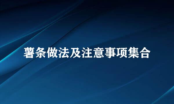 薯条做法及注意事项集合