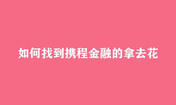 如何找到携程金融的拿去花