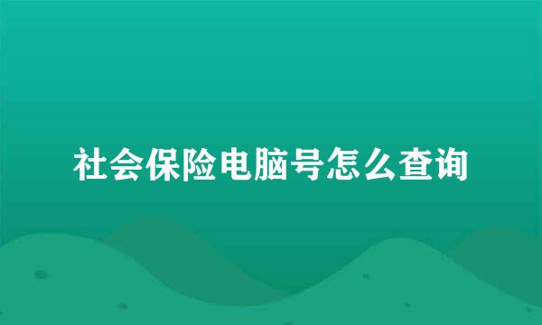 社会保险电脑号怎么查询