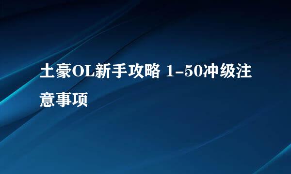 土豪OL新手攻略 1-50冲级注意事项