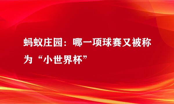 蚂蚁庄园：哪一项球赛又被称为“小世界杯”