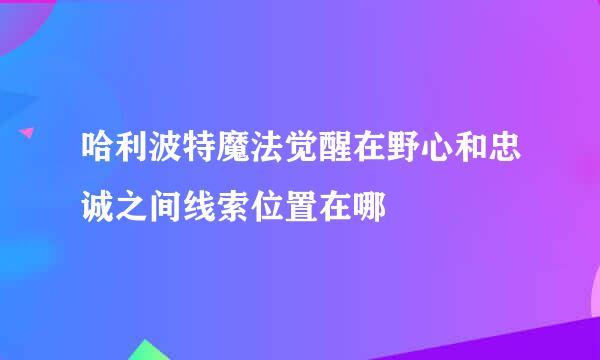 哈利波特魔法觉醒在野心和忠诚之间线索位置在哪