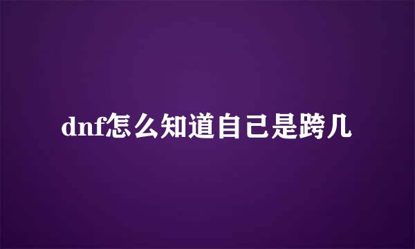 dnf怎么知道自己是跨几