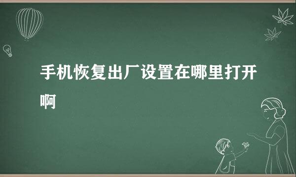 手机恢复出厂设置在哪里打开啊