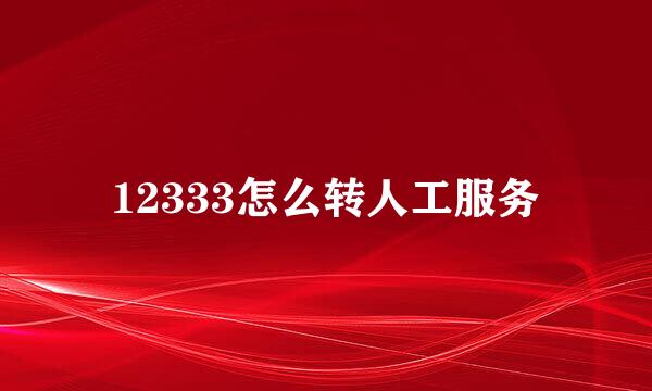 12333怎么转人工服务