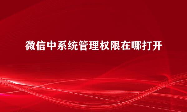 微信中系统管理权限在哪打开
