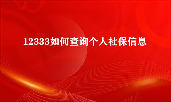 12333如何查询个人社保信息