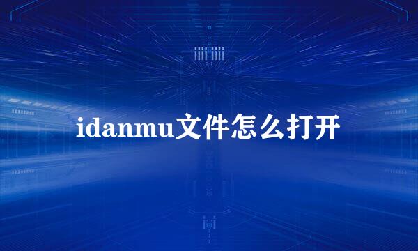 idanmu文件怎么打开