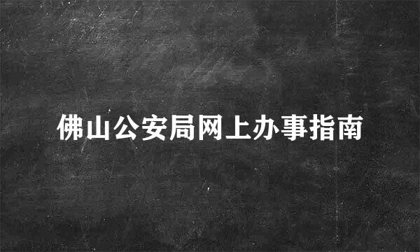 佛山公安局网上办事指南