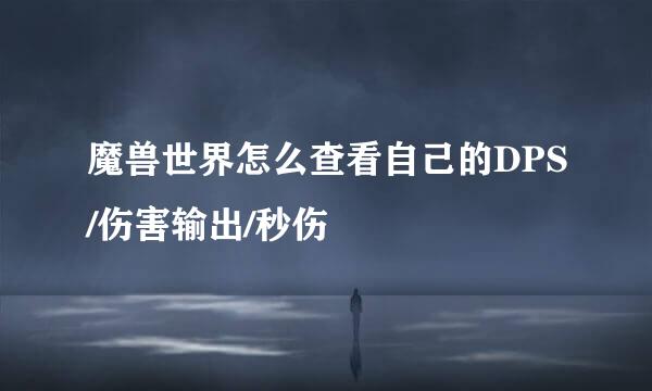 魔兽世界怎么查看自己的DPS/伤害输出/秒伤