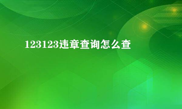 123123违章查询怎么查