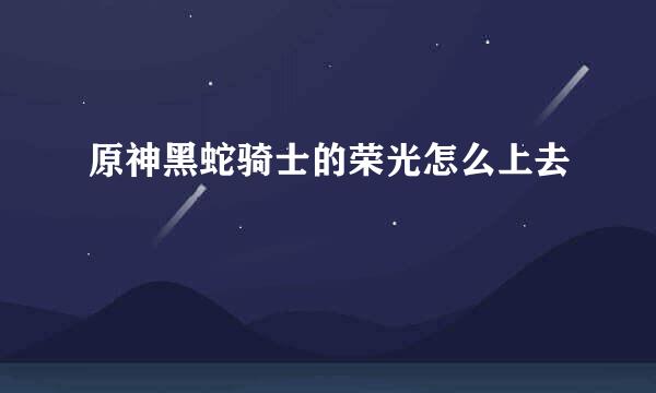 原神黑蛇骑士的荣光怎么上去