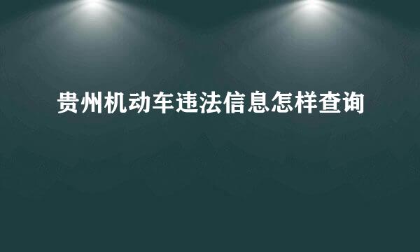 贵州机动车违法信息怎样查询
