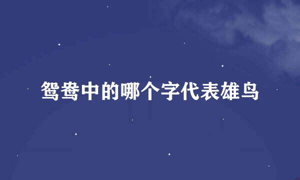 鸳鸯中的哪个字代表雄鸟