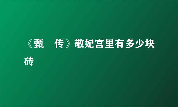 《甄嬛传》敬妃宫里有多少块砖
