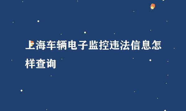 上海车辆电子监控违法信息怎样查询