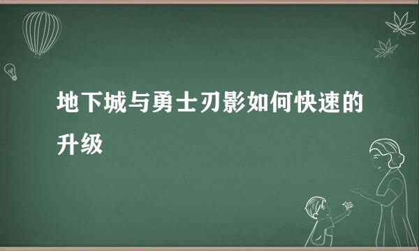 地下城与勇士刃影如何快速的升级