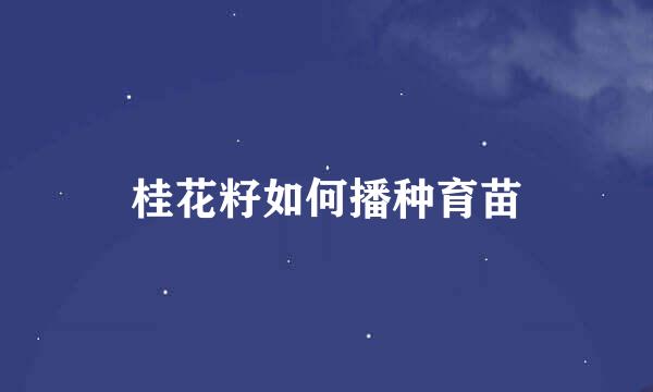 桂花籽如何播种育苗