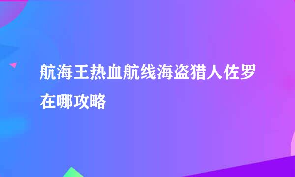 航海王热血航线海盗猎人佐罗在哪攻略