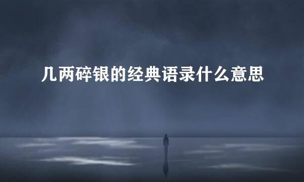 几两碎银的经典语录什么意思