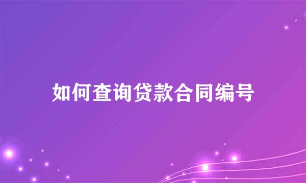 如何查询贷款合同编号