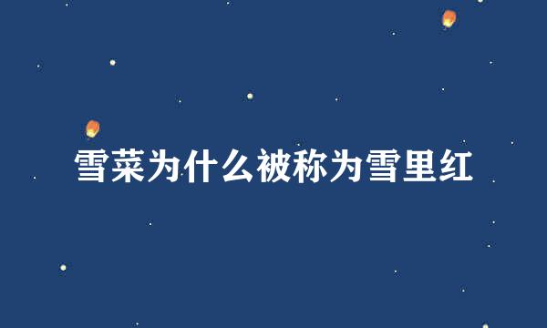 雪菜为什么被称为雪里红