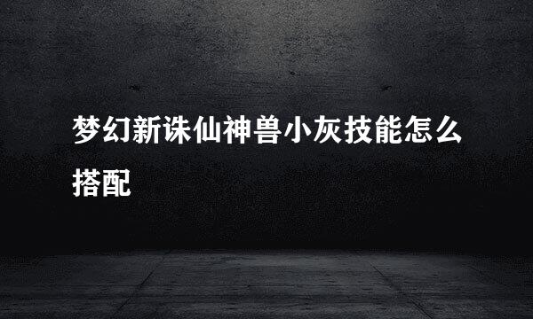 梦幻新诛仙神兽小灰技能怎么搭配