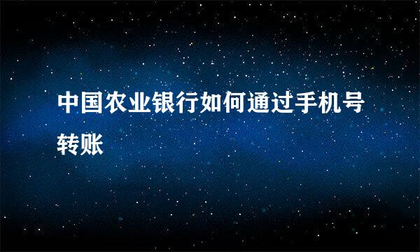 中国农业银行如何通过手机号转账