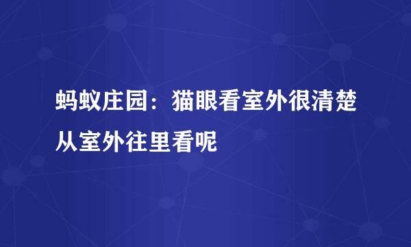蚂蚁庄园：猫眼看室外很清楚从室外往里看呢
