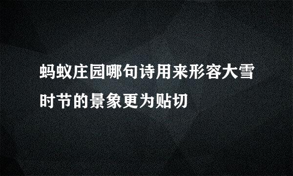 蚂蚁庄园哪句诗用来形容大雪时节的景象更为贴切