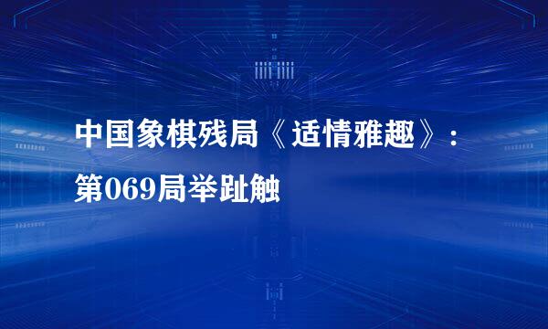 中国象棋残局《适情雅趣》：第069局举趾触罝
