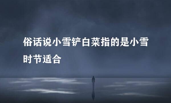 俗话说小雪铲白菜指的是小雪时节适合