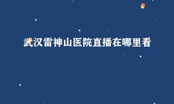 武汉雷神山医院直播在哪里看