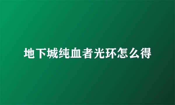 地下城纯血者光环怎么得