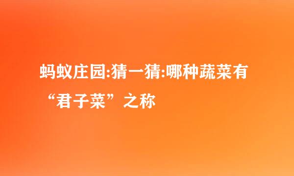 蚂蚁庄园:猜一猜:哪种蔬菜有“君子菜”之称