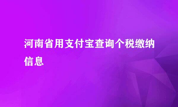 河南省用支付宝查询个税缴纳信息