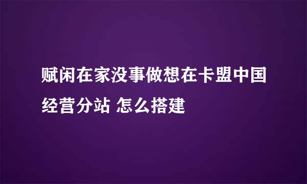 赋闲在家没事做想在卡盟中国经营分站 怎么搭建