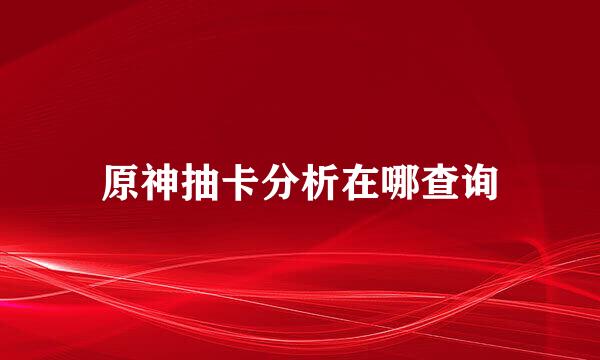 原神抽卡分析在哪查询