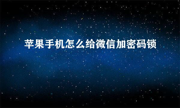苹果手机怎么给微信加密码锁