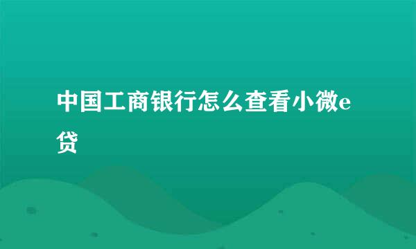 中国工商银行怎么查看小微e贷