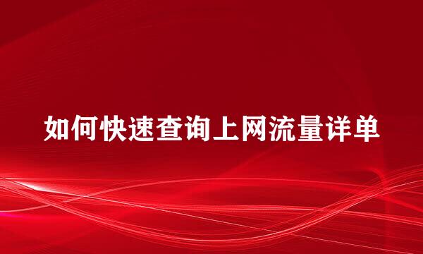 如何快速查询上网流量详单