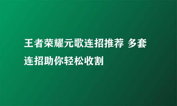 王者荣耀元歌连招推荐 多套连招助你轻松收割