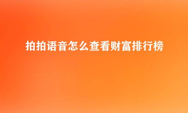 拍拍语音怎么查看财富排行榜