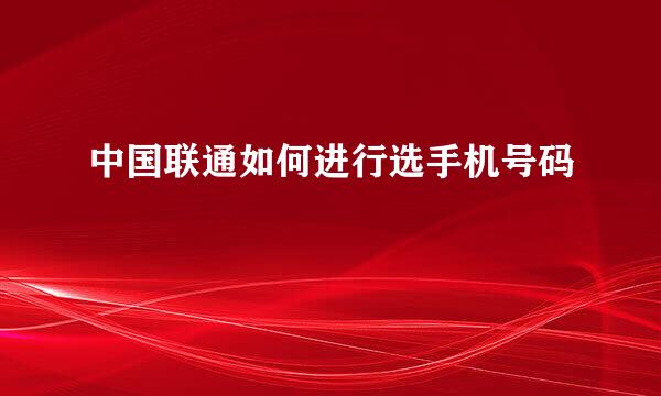 中国联通如何进行选手机号码