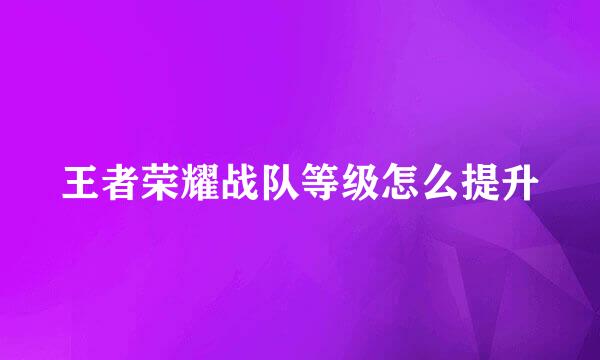 王者荣耀战队等级怎么提升