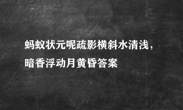 蚂蚁状元呢疏影横斜水清浅，暗香浮动月黄昏答案