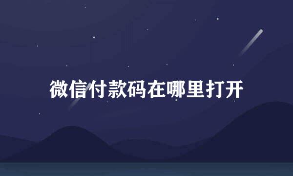 微信付款码在哪里打开