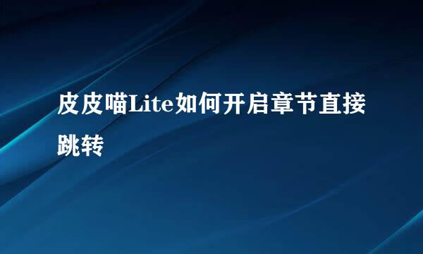 皮皮喵Lite如何开启章节直接跳转
