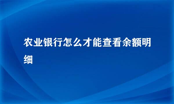农业银行怎么才能查看余额明细